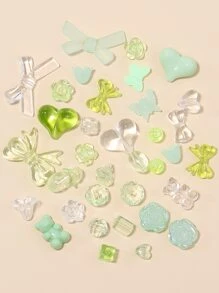 1pack Heart & Flower Design Acrylic Beads DIY Jewelry Accessory - Mint Green - View 3
