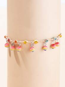 隨機色珠子墜飾腳錬 - 彩色 - 查看 2