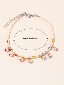 隨機色珠子墜飾腳錬 - 彩色 - 查看 3