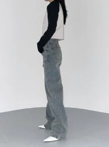 DAZY Colorblock Raglan Sleeve Crop Tee Long Sleeve Women - Multicolor - View 7