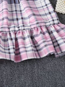 Toddler Girls Plaid Ruffle Trim Shirred Cami Dress - Multicolor - View 4