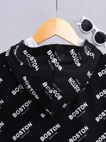 SHEIN Bộ thời trang bé trai Bị tách Lá thư Giải trí - Nhiều màu - Xem 3