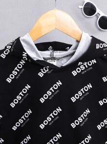 SHEIN Bộ thời trang bé trai Bị tách Lá thư Giải trí - Nhiều màu - Xem 4