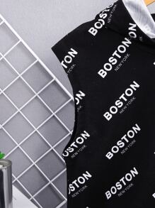 SHEIN Bộ thời trang bé trai Bị tách Lá thư Giải trí - Nhiều màu - Xem 5