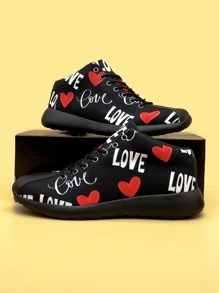 Heart Graphic Lace-up Front Running Shoes - Multicolor - View 2