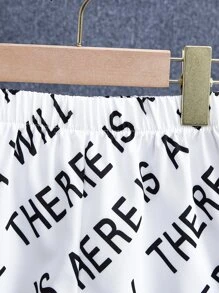 SHEIN 年輕男孩2入組時尚圖案短袖衫和寬鬆連帽上衣,非常適合派對和夏季 - 白色 - 查看 3