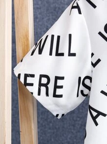 SHEIN 年輕男孩2入組時尚圖案短袖衫和寬鬆連帽上衣,非常適合派對和夏季 - 白色 - 查看 4