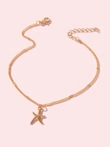 Starfish Charm Anklet - Yellow Gold - View 2