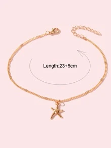 Starfish Charm Anklet - Yellow Gold - View 4