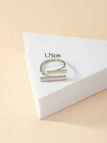 Geometric Design Cuff Ring - Silver - View 3