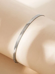 極簡風格素色手鏈 - 銀色 - 查看 1