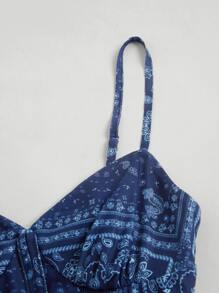SHEIN MOD Paisley Scarf Print Cami Dress - Navy Blue - View 3