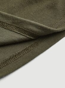 SHEIN MOD Solid Drawstring Side Crop Tee - Army Green - View 4