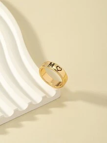Nhẫn chi tiết chữ cái - Vàng - Xem 1