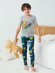 Boys Dinosaur Print Snug Fit PJ Set - Multicolor - View 6