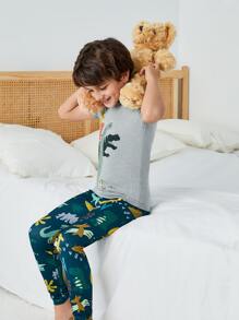 Boys Dinosaur Print Snug Fit PJ Set - Multicolor - View 4