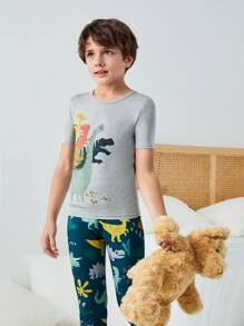 Boys Dinosaur Print Snug Fit PJ Set - Multicolor - View 5