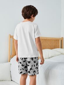 Boys Panda & Letter Graphic PJ Set - Multicolor - View 2