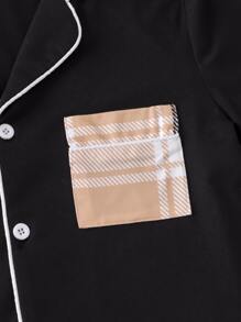 Boys Plaid Button Front Shirt & Trousers PJ Set - Multicolor - View 4