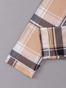 Boys Plaid Button Front Shirt & Trousers PJ Set - Multicolor - View 6