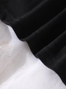 Baby Contrast Lace Puff Sleeve Tee - Black - View 6