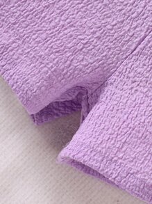 嬰兒前蝴蝶結褶邊吊帶連體短褲 - 紫色 - 查看 5