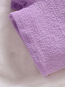 嬰兒前蝴蝶結褶邊吊帶連體短褲 - 紫色 - 查看 6