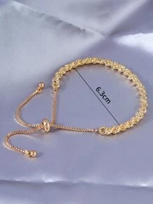 1pc Women Fashionable Knotted Rope Bracelet, Minimalist & Suitable For Summer - Yellow Gold - View 3
