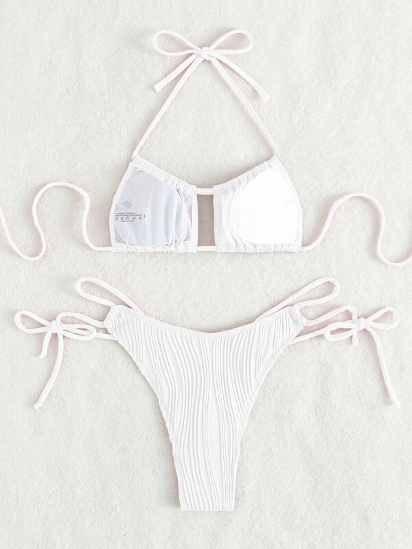 SHEIN Swim Chicsea Ruched Halter Tie Side Bikini Swimsuit SHEIN USA