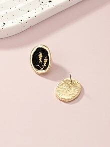 1 Cặp bông tai đính hoa men cổ điển thời trang, thích hợp để đeo hàng ngày - màu đen - Xem 5