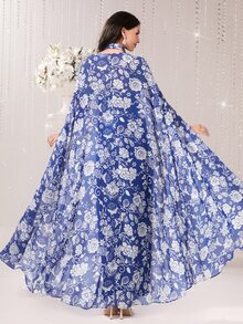 Modelyn Áo liền quần nữ Hội Chữ thập Hoa Boho - Màu xanh lam - Xem 3