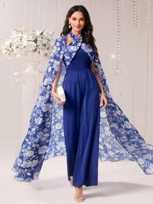 Modelyn Áo liền quần nữ Hội Chữ thập Hoa Boho - Màu xanh lam - Xem 1