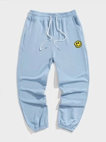 Manfinity Men Cartoon Graphic Joggers - Baby Blue - View 4