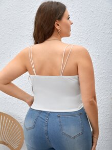 SHEIN Essnce Áo hai dây Plus Size màu trơn Giải trí - trắng - Xem 2