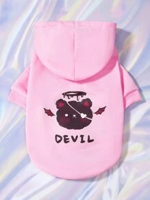 Yiyun 1入組卡通熊圖案寵物連帽衫 - 彩色 - 查看 1