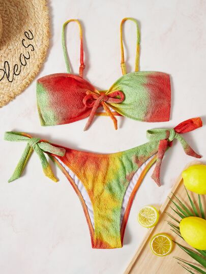 染色系扎帶夏季沙灘比基尼套裝