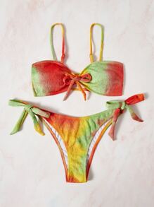 染色系扎帶夏季沙灘比基尼套裝 - 彩色 - 查看 3