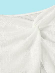 SHEIN Swim Summer Beach Plain Twist Front Cover Up Skirt - Beige - View 5