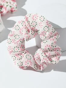 6pcs Women's Simple Stylish Pink Cherry Blossom, Strawberry, Butterfly Floral Hair Scrunchies, Suitable For Daily Wear In Spring And Summer ,Hair Ties Ponytail Head Accessories Elastic Band Beauty Home Hair Accessories Hair Rubber Bands - Pink - View 4