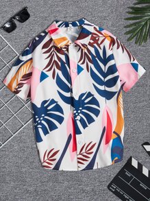 SHEIN Boys Tropical Print Shirt - Multicolor - View 1
