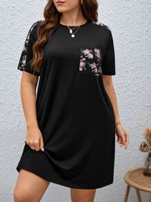 SHEIN LUNE Vestido estilo camiseta con estampado floral