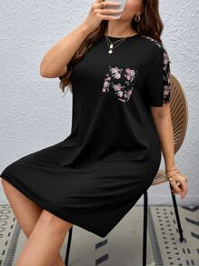 SHEIN LUNE Vestido estilo camiseta con estampado floral