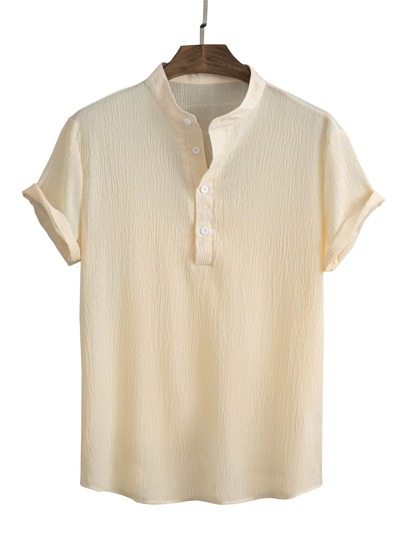 قميص موحدة اللون ازرار نصف للرجال