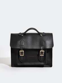 Mochila Escolar De Hebilla Decorativa Para Hombres, Mochila Escolar, Mochila De Libro, Mochila Negra, Mochila Casual, Mochila De Viaje, Esencial Para Vacaciones Escolares, Suministros Impermeables Para Hombres Para La Escuela Universitaria, Regalos Para Hombres - Negro - Ver 3