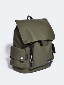 Fashion Peach Tree Flap Multi-Pocket Solid Color PU Backpack Christmas Men Bag Vacation Travel Essentials Dad Gifts Retro Bag Vintage School Bag Travel Backpack Large Capacity Sports Bag Laptop Bag Book Bag Funny Gifts Gifts For Men Bag For Men Boyfriend Gifts Holiday Essentials Camping Travel Bags Summer Back To School Beach Bag Beach Vintage Laptop Case The Sporty Life Summer Bag - Green - View 3