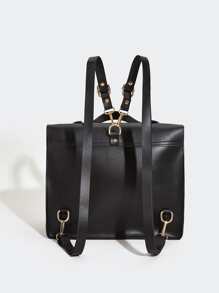 Mochila Escolar De Hebilla Decorativa Para Hombres, Mochila Escolar, Mochila De Libro, Mochila Negra, Mochila Casual, Mochila De Viaje, Esencial Para Vacaciones Escolares, Suministros Impermeables Para Hombres Para La Escuela Universitaria, Regalos Para Hombres - Negro - Ver 5