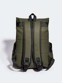 Fashion Peach Tree Flap Multi-Pocket Solid Color PU Backpack Christmas Men Bag Vacation Travel Essentials Dad Gifts Retro Bag Vintage School Bag Travel Backpack Large Capacity Sports Bag Laptop Bag Book Bag Funny Gifts Gifts For Men Bag For Men Boyfriend Gifts Holiday Essentials Camping Travel Bags Summer Back To School Beach Bag Beach Vintage Laptop Case The Sporty Life Summer Bag - Green - View 5