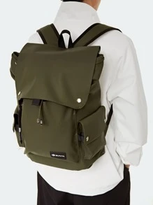 Fashion Peach Tree Flap Multi-Pocket Solid Color PU Backpack Christmas Men Bag Vacation Travel Essentials Dad Gifts Retro Bag Vintage School Bag Travel Backpack Large Capacity Sports Bag Laptop Bag Book Bag Funny Gifts Gifts For Men Bag For Men Boyfriend Gifts Holiday Essentials Camping Travel Bags Summer Back To School Beach Bag Beach Vintage Laptop Case The Sporty Life Summer Bag - Green - View 7