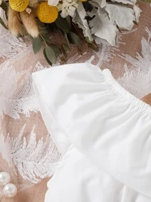 Bebé ribete con fruncido Top crop & con botón delantero Falda