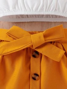 Bebé ribete con fruncido Top crop & con botón delantero Falda